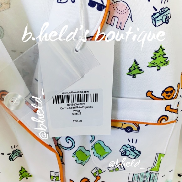 Roller Rabbit On The Road Polo Pajamas in White Size X-Small (XS) Brand New NWT - Picture 5 of 16